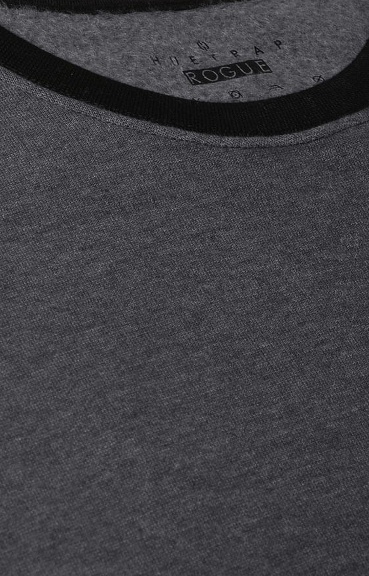 HUETRAP | Men's Grey Cotton Solid Sweatshirt 4
