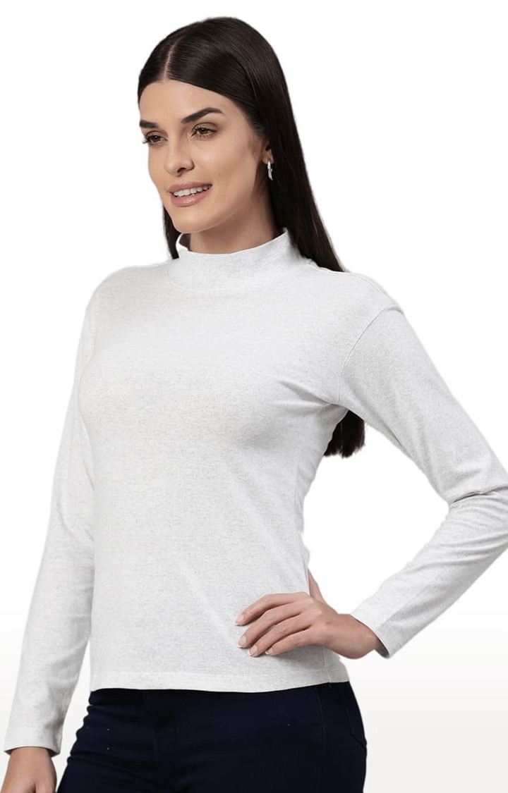 Women's Grey Solid Regular T-Shirt