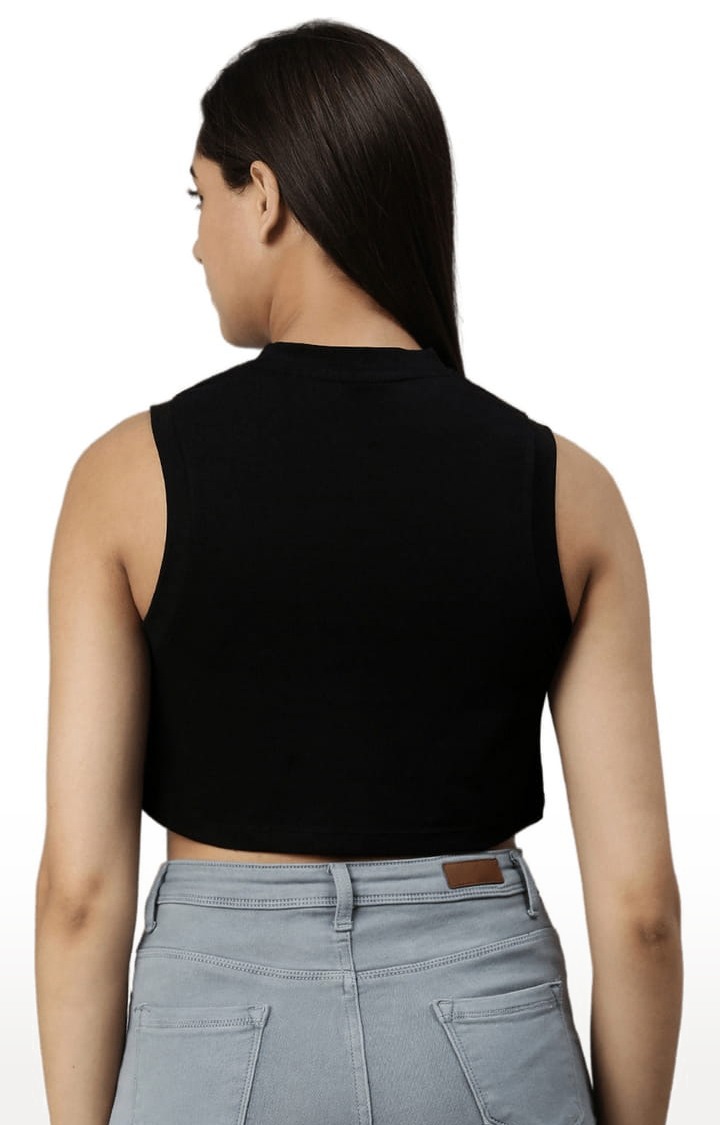 Women's Black Solid Crop Top