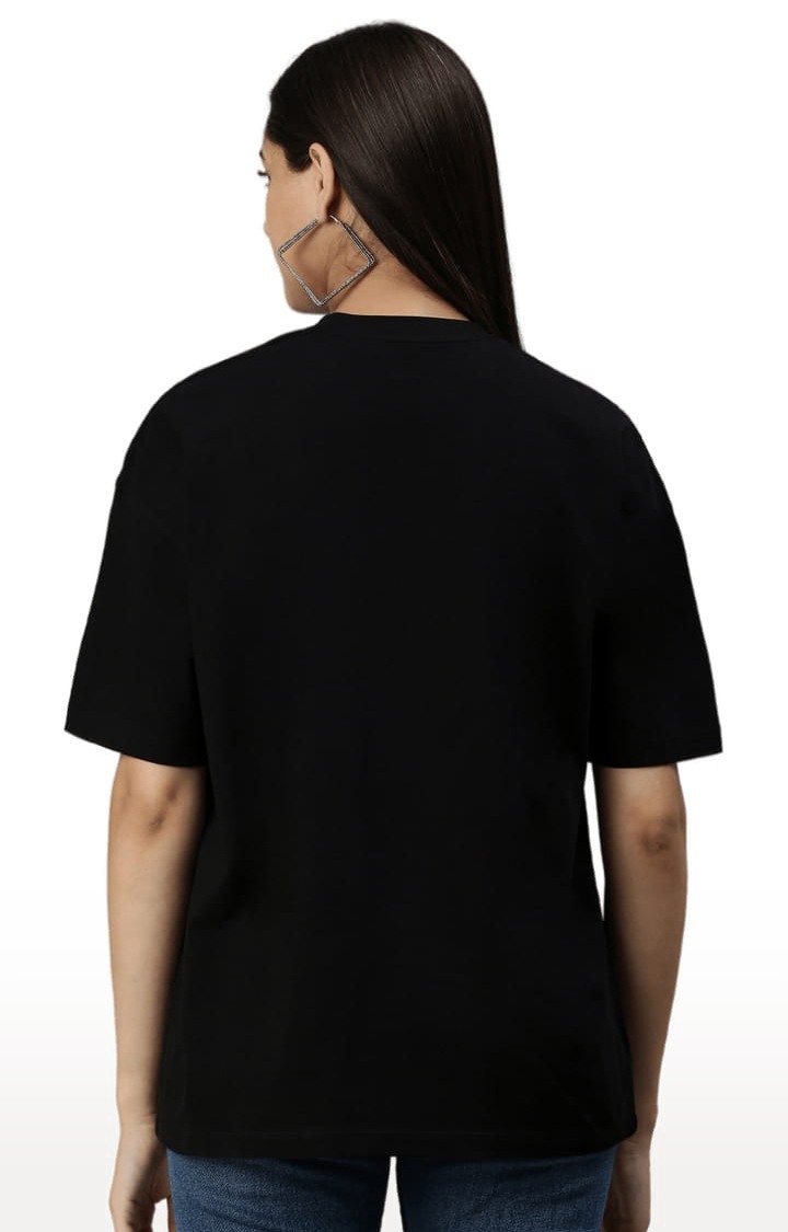 Women's Black Solid Oversized T-Shirt