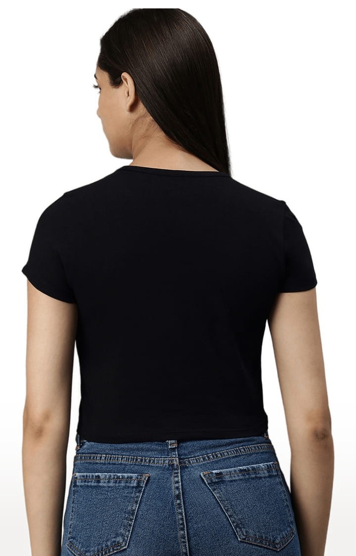 Women's Black Solid Crop Top