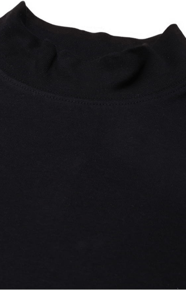 HUETRAP | Women's Black Cotton Solid Regular T-Shirt 3