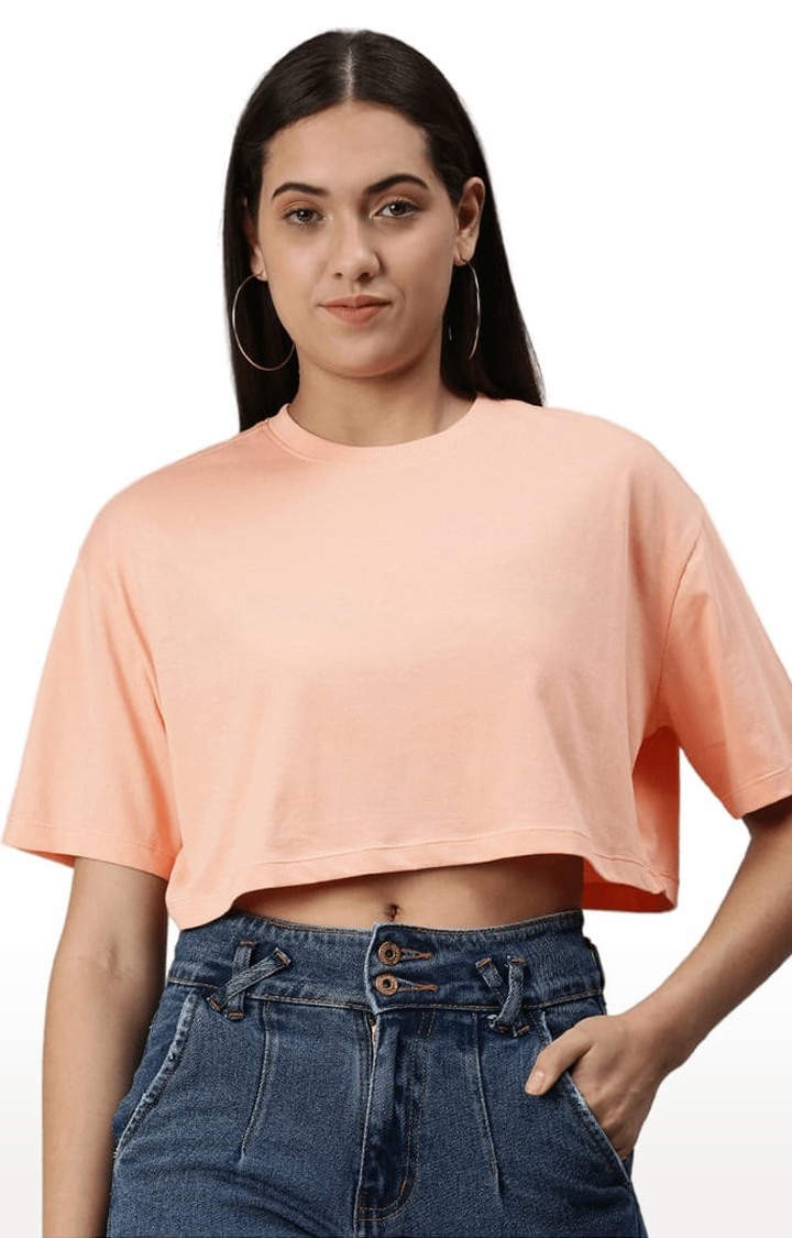 Women's Orange Solid Crop Top
