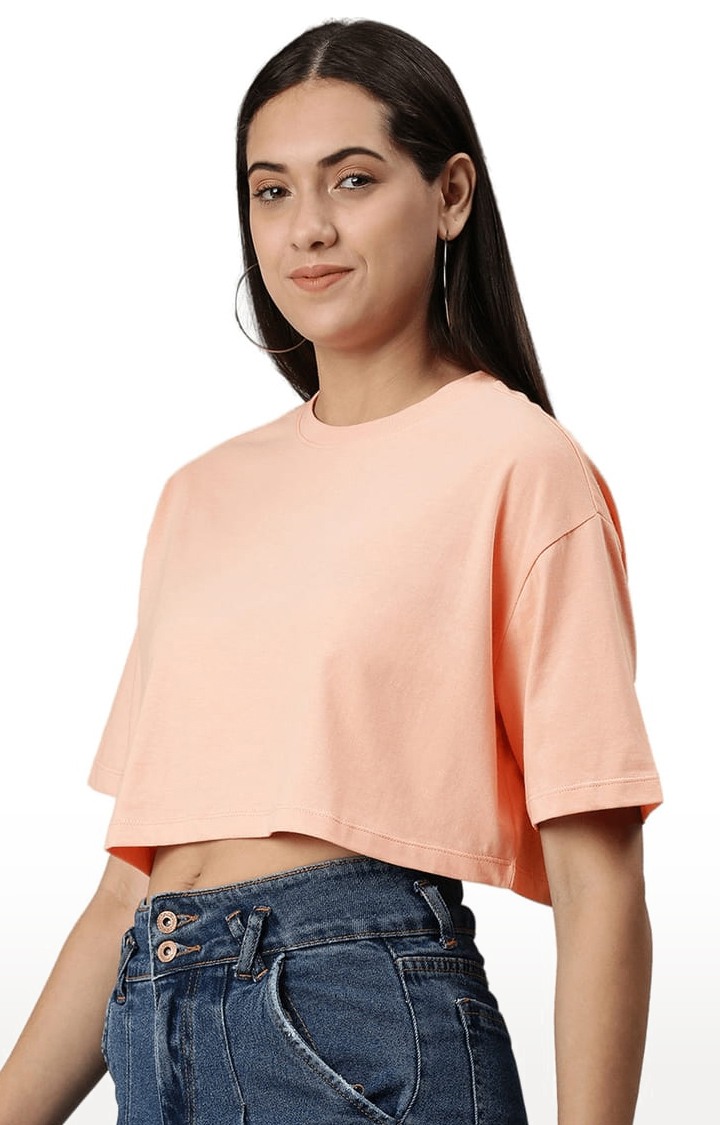 Women's Orange Solid Crop Top