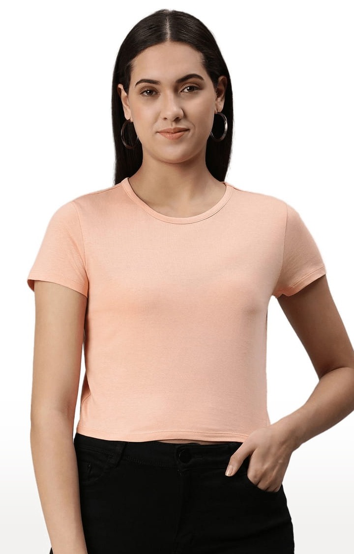 Women's Orange Solid Crop Top