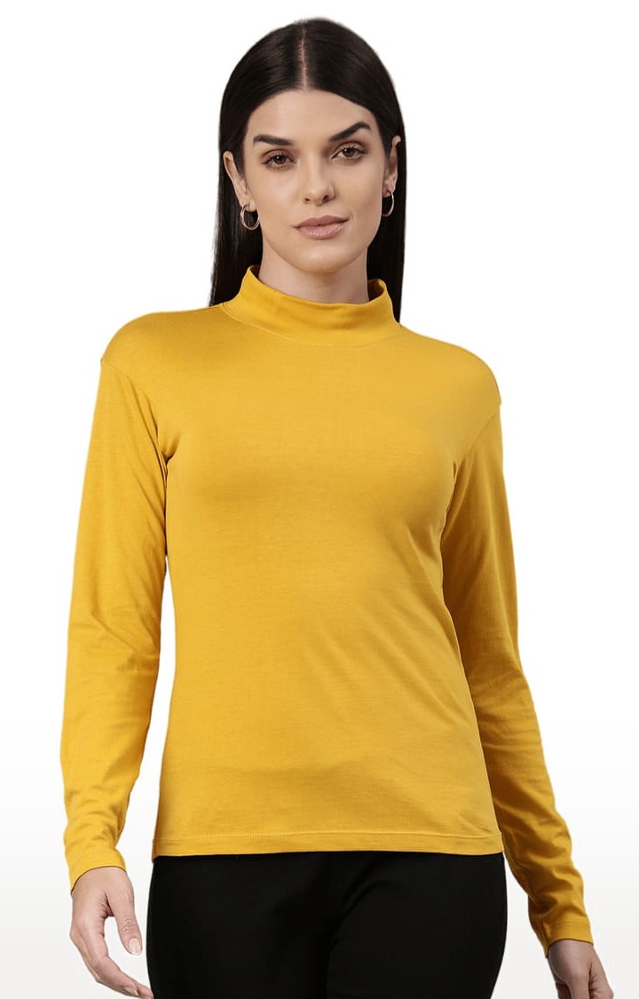 HUETRAP | Women's Yellow Solid Regular T-Shirt