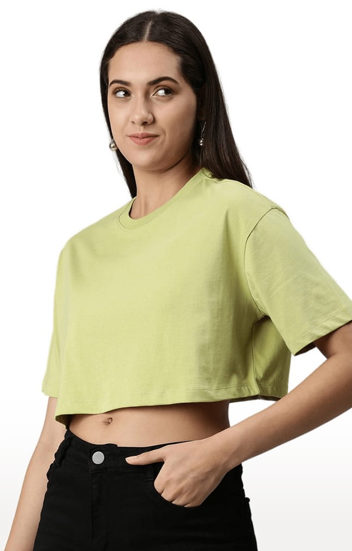 Women's Green Solid Crop Top