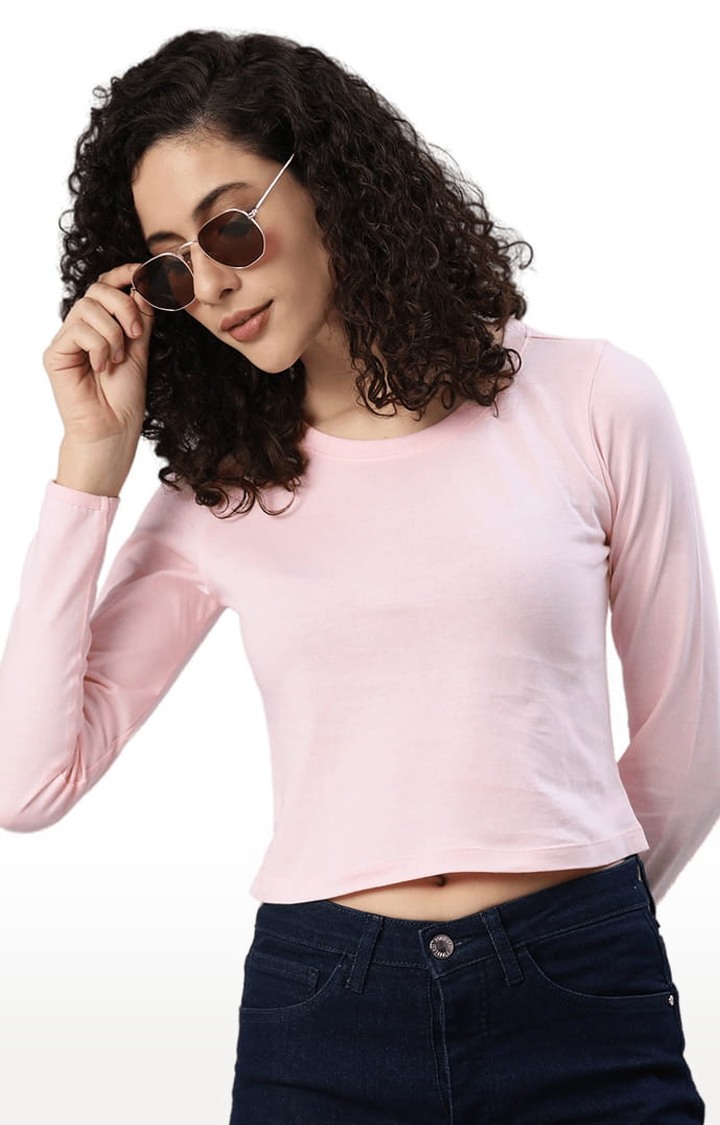 HUETRAP | Women's Pink Solid Crop Top