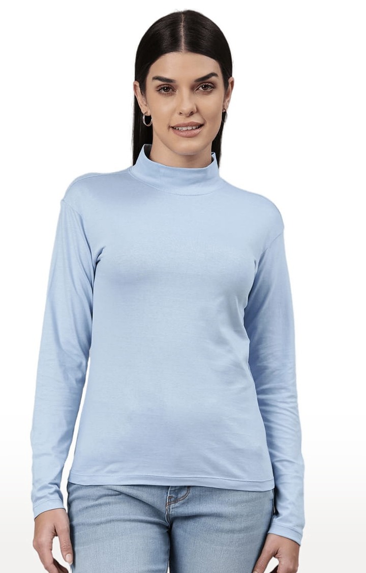 Women's Blue Solid Regular T-Shirt