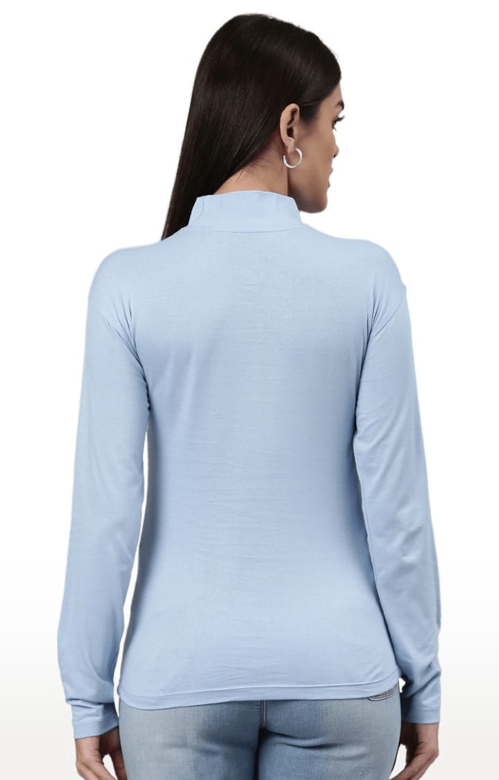 Women's Blue Solid Regular T-Shirt