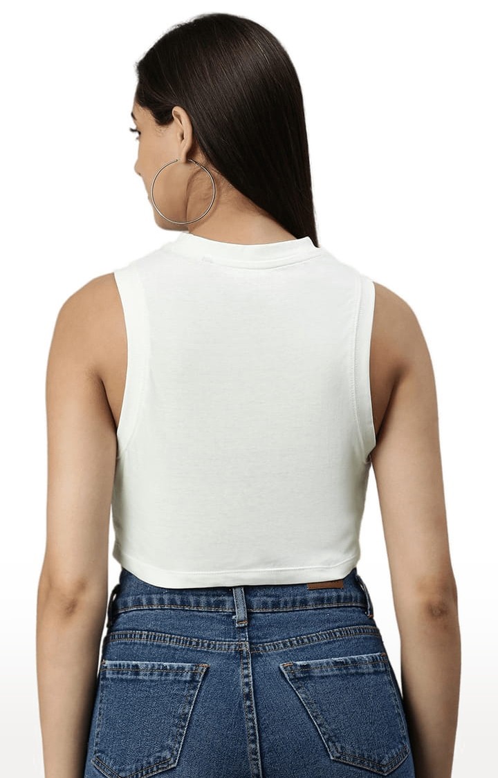 Women's White Solid Crop Top