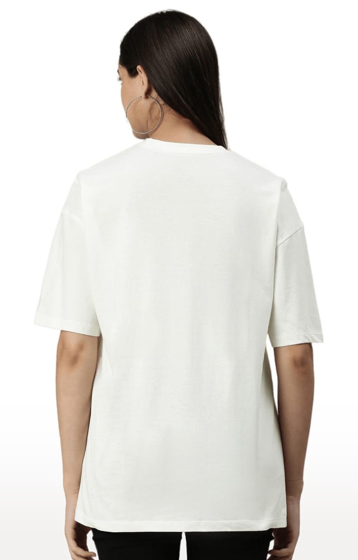 Women's White Solid Oversized T-Shirt