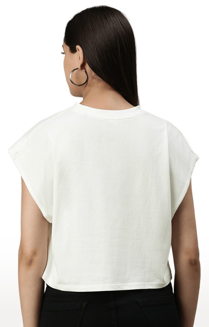 Women's White Solid Crop Top