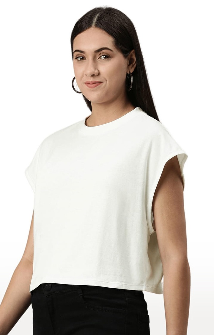 Women's White Solid Crop Top