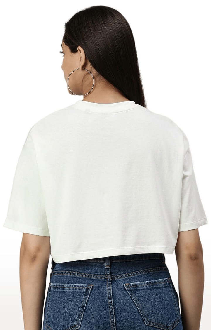 Women's White Solid Crop Top