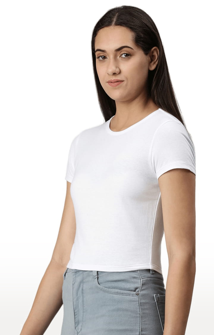 Women's White Solid Crop Top