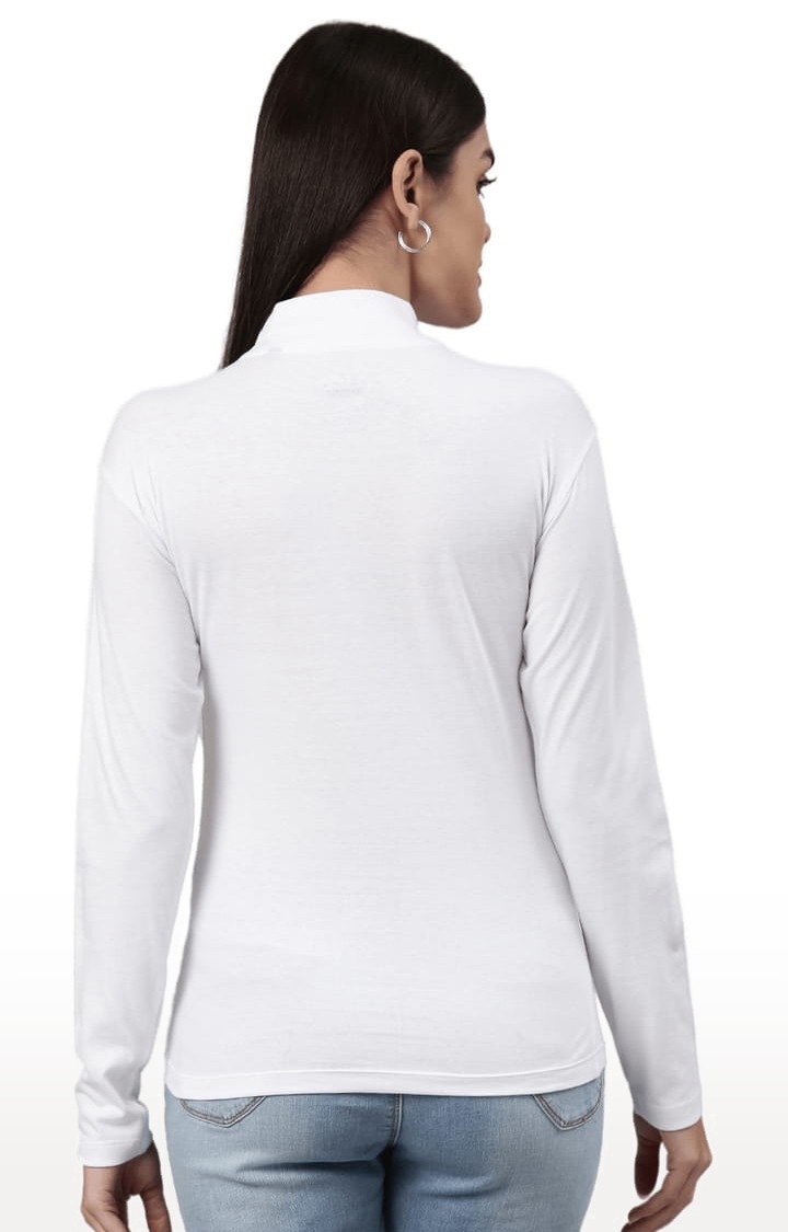 Women's White Solid Regular T-Shirt