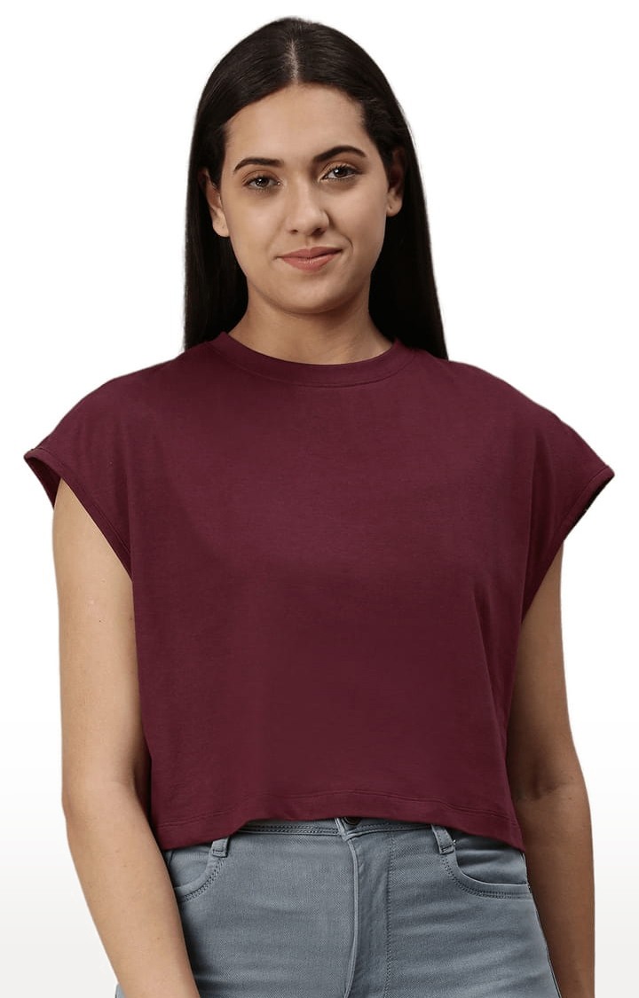 HUETRAP | Women's Red Solid Crop Top