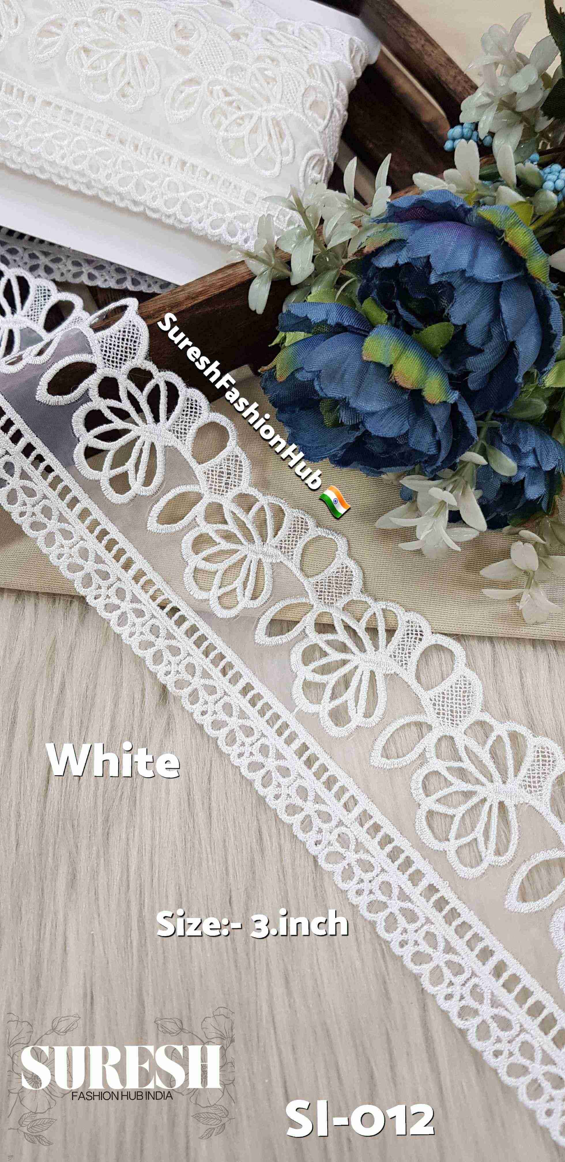 Royal Elegance White Organza Cutwork Lace