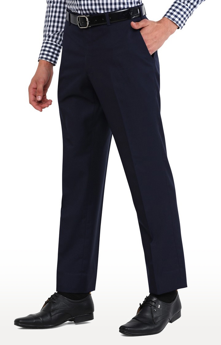JadeBlue | Men's Blue Rayon Blend  Formal Trousers 1