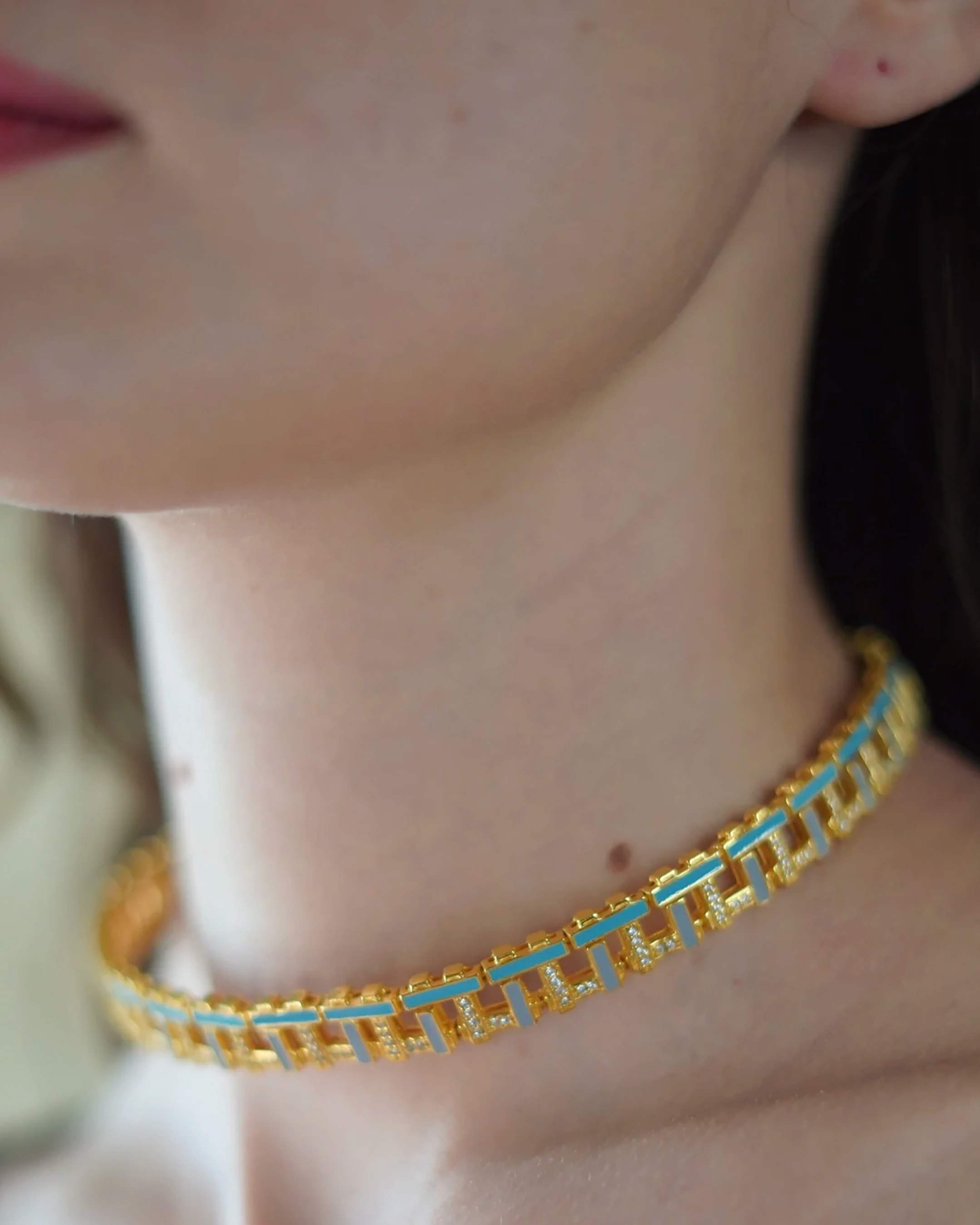 Blue Hashtag Choker