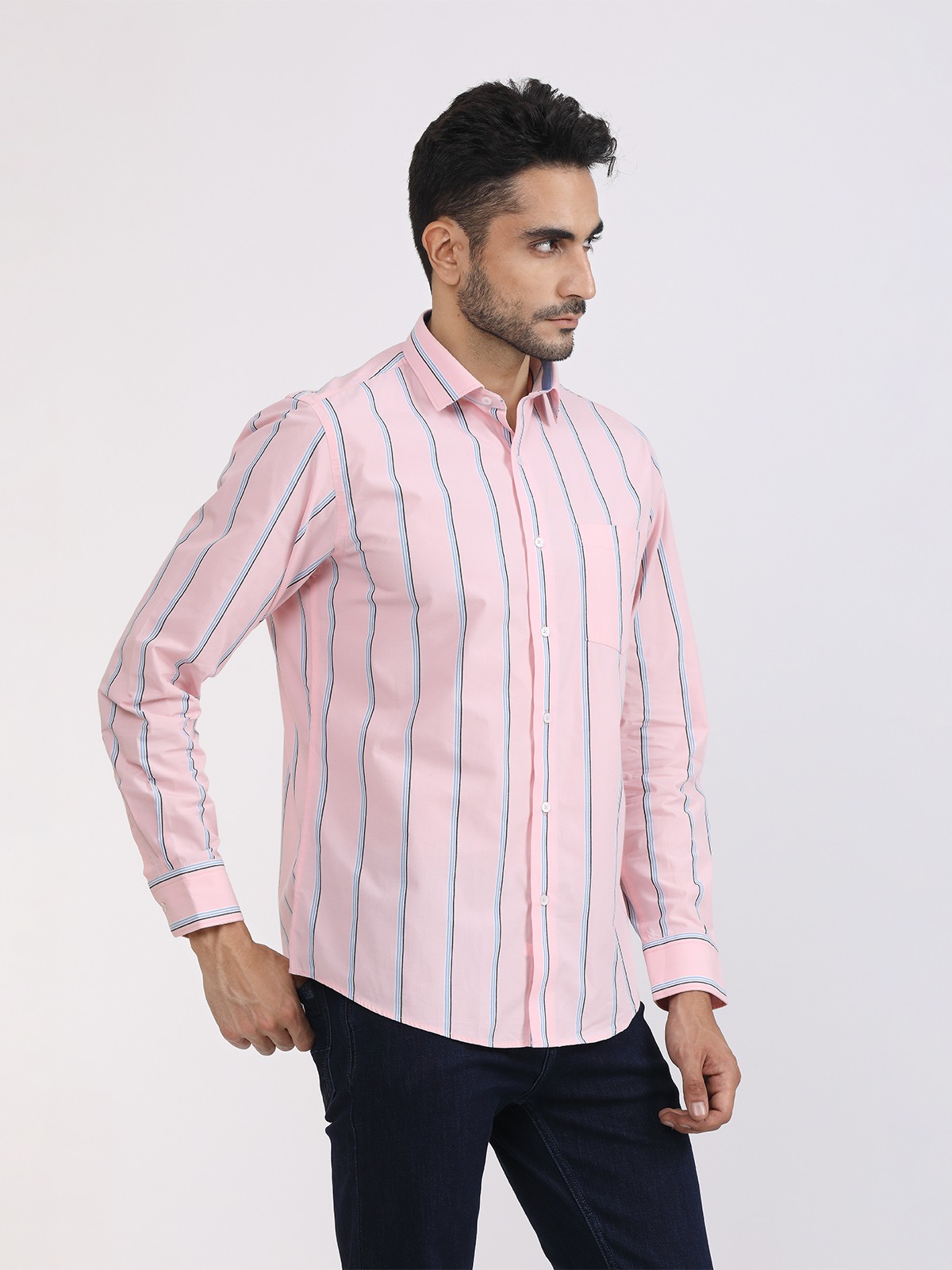 Albion Mens Premiume Baby Pink Casual Shirt