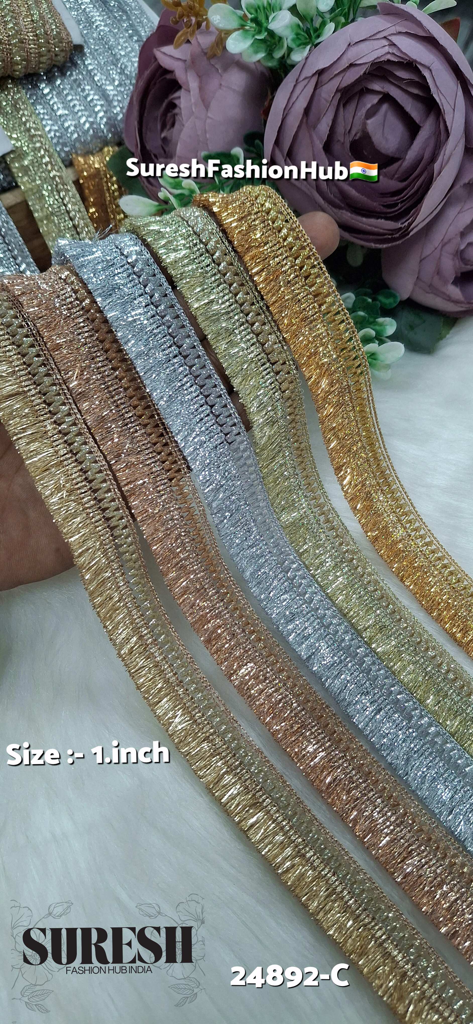 Rose Gold Badla Jhalar Lace