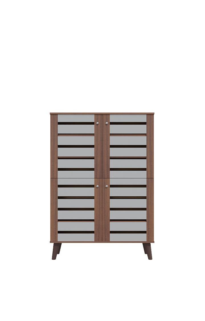 neudot Attic Vertico 4 Door Engineered Wood Shoerack | Footwear Organizer |12 Shelves |Shoe Stand |Slipper Sandals Stand | Wooden Shoe Rack for Home - (Finish Color -Frosty White, Knock Down)