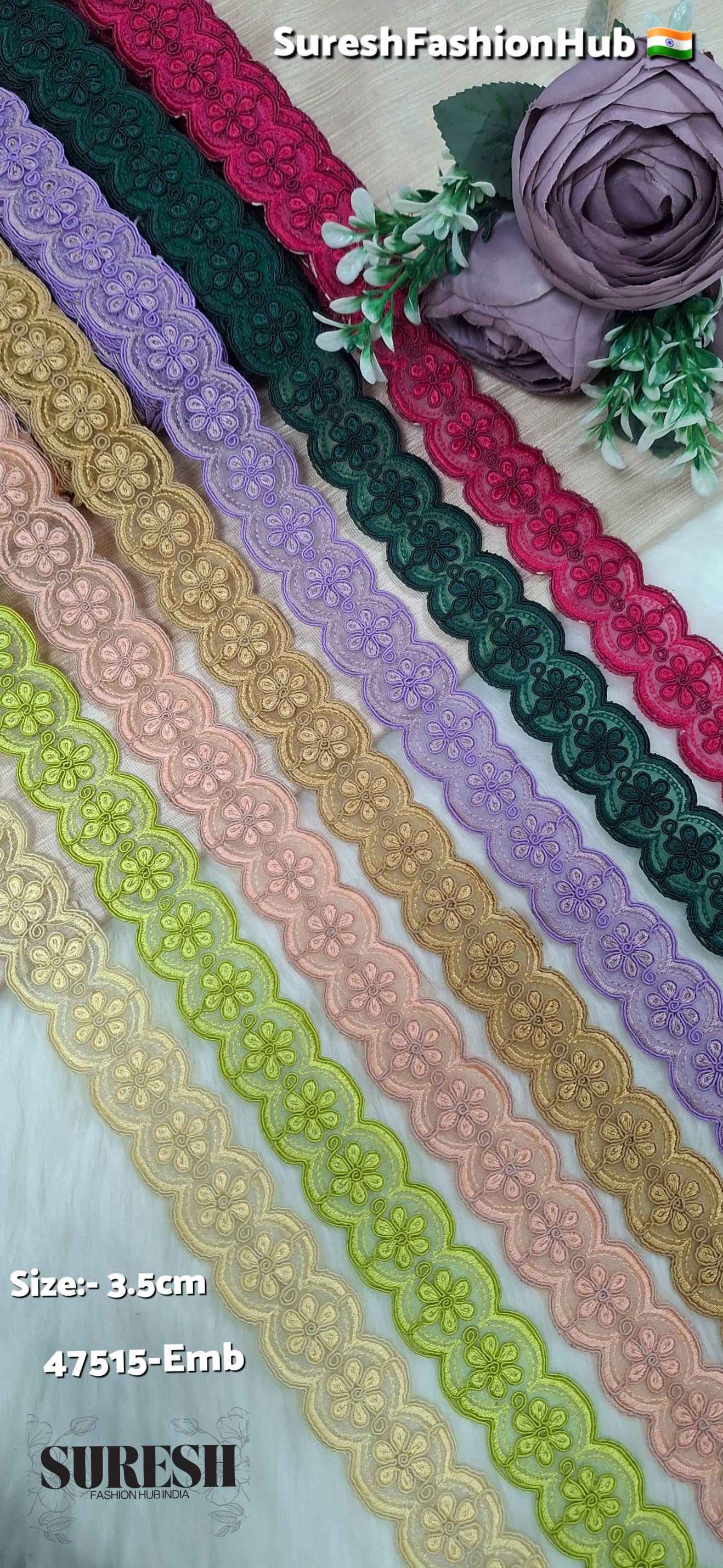Petrol Bloom Scallop Organza Lace
