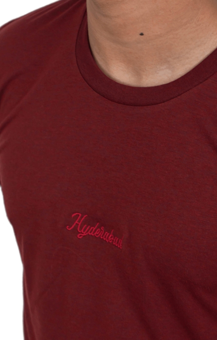 Unisex HYDERABAD Embroidered Tri-Blend T-Shirt in Wine