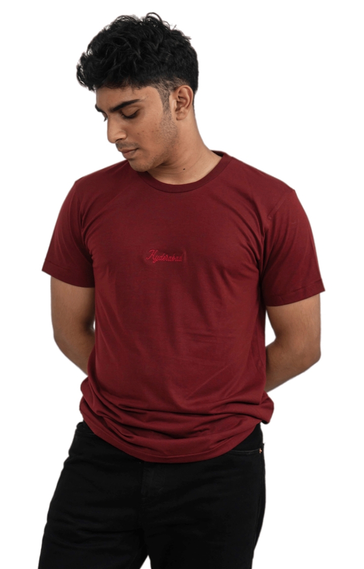 Unisex HYDERABAD Embroidered Tri-Blend T-Shirt in Wine
