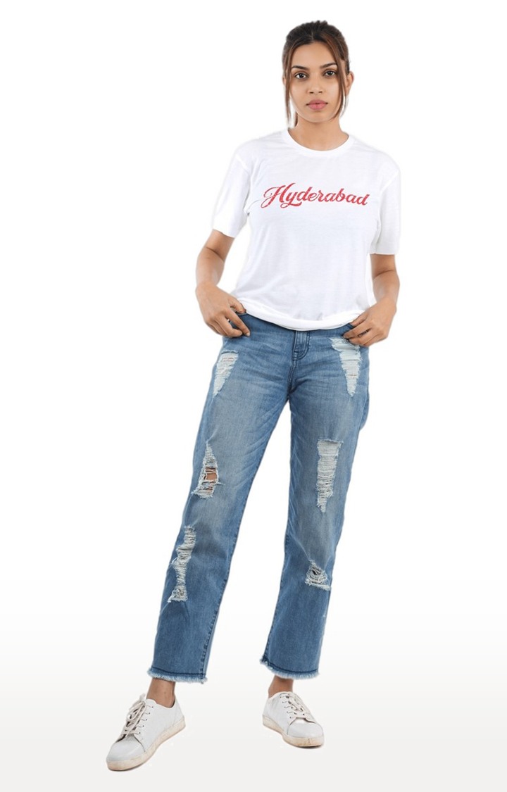 Unisex Hyderabad Logo Tri-Blend T-Shirt in White