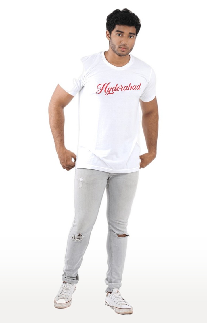 Unisex Hyderabad Logo Tri-Blend T-Shirt in White