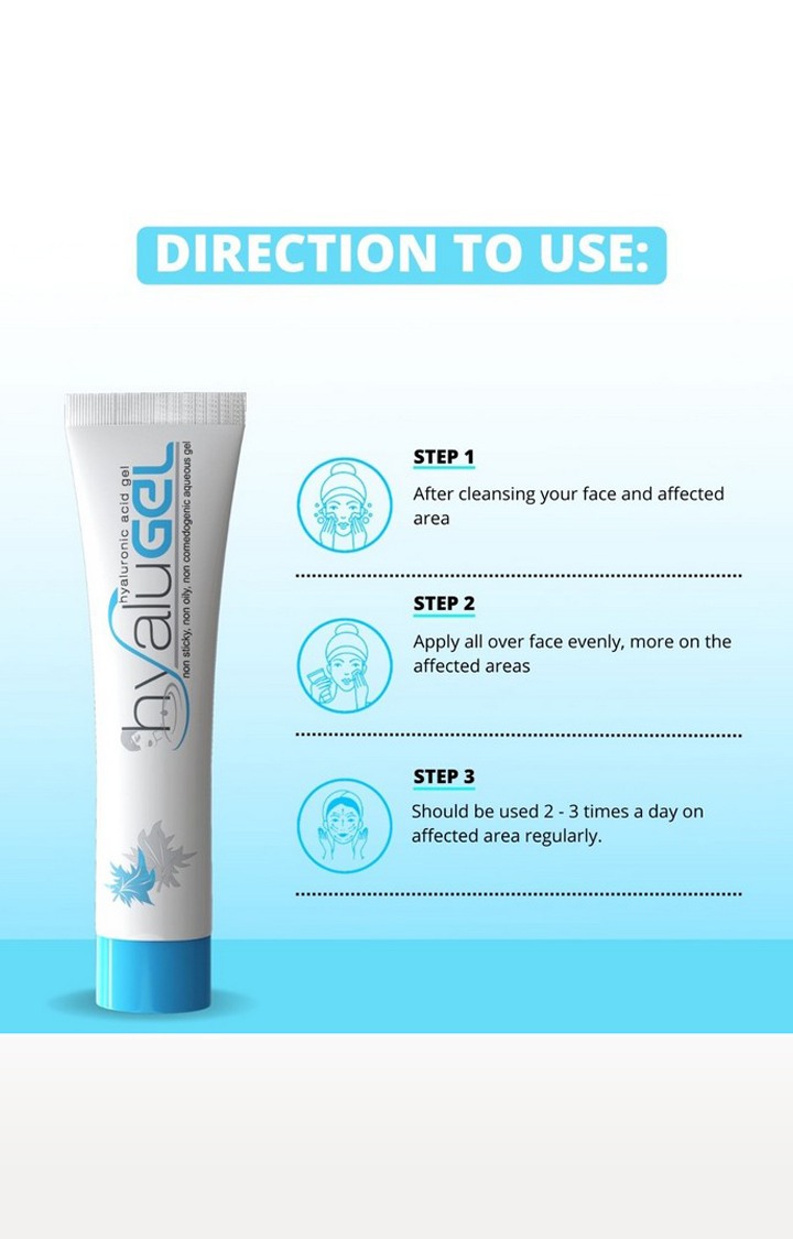 Hyalugel Hyaluronic Acid Gel (Paraben Free) - Moisturizer and Conditioner for the oily and acne prone skin : Pack of 6