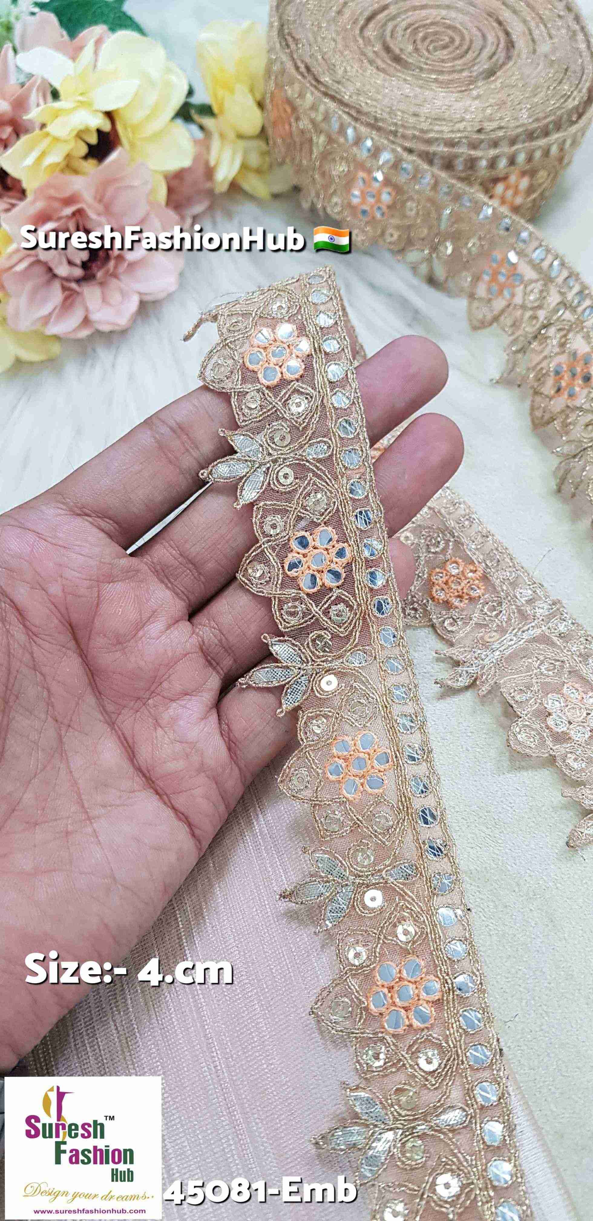 Peach Mirror Petal Cutwork Gota Lace