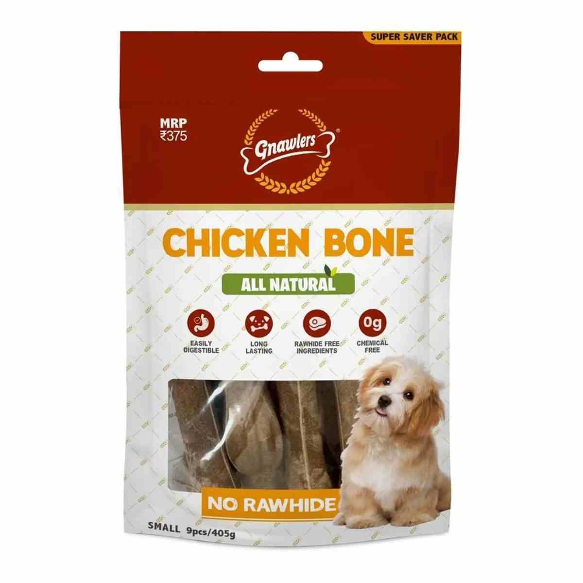 Gnawlers Chicken Chew Bone Small for Dogs 9 Pcs, 405 g