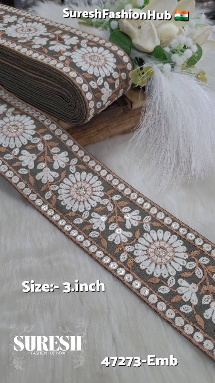 Mehendi Parsi Floral Embroidery Lace – 47273