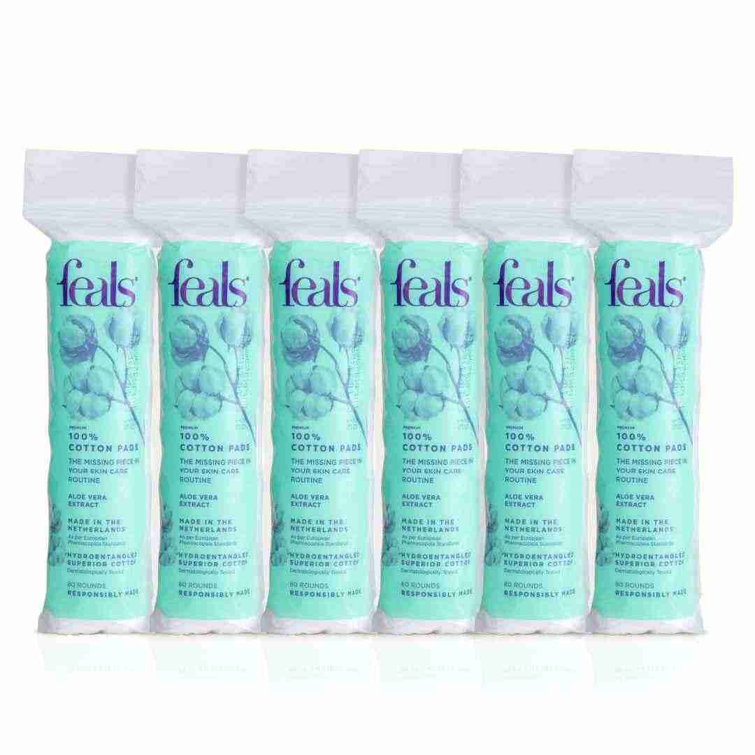 Cotton Pads for Face with Aloe Vera | Makeup remover pads for Face/Eyes | Pre-makeup cleansing | Unmatched Absorbency, Lint Free, Hypoallergenic | 80 Rounds per Pack {Pack of 6} (480 Rounds)