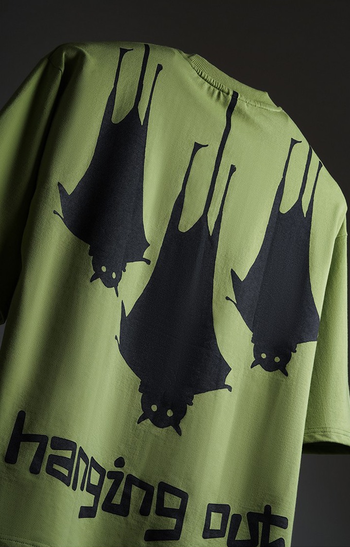 Unisex Hanging Out Vibrant Green Printed Oversized T-Shirt