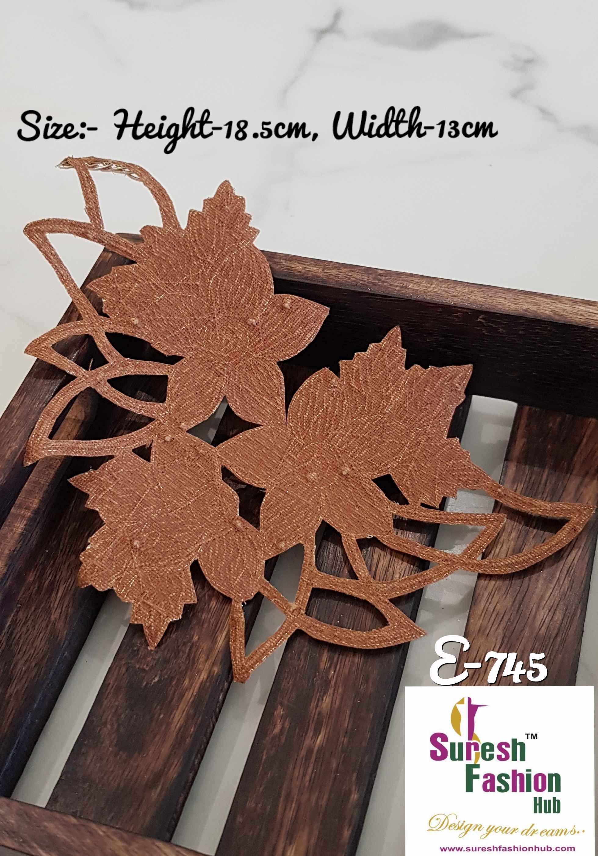 Embellished Handmade Flowers Patch- Rose Gold Color Size- 18.5* 13 cms