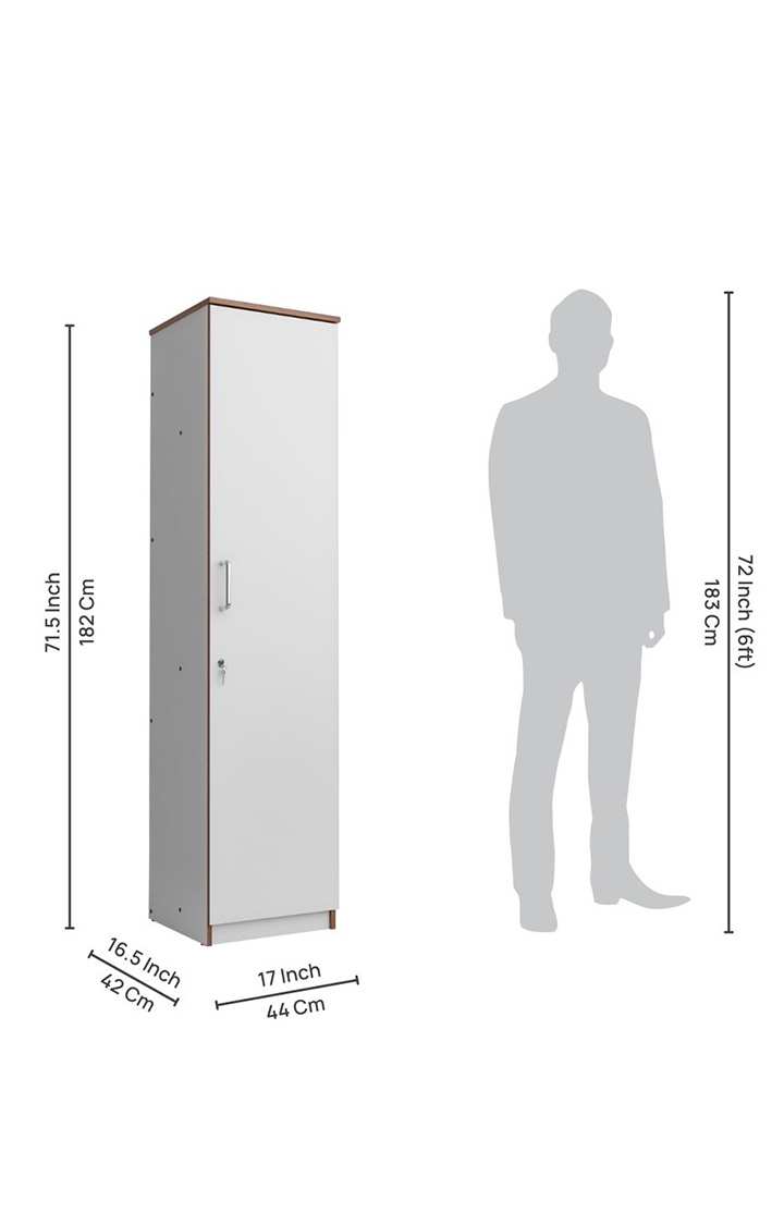 neudot Adona 1 Door Engineered Wood Wardrobe  (Finish Color - Frosty White, Knock Down)