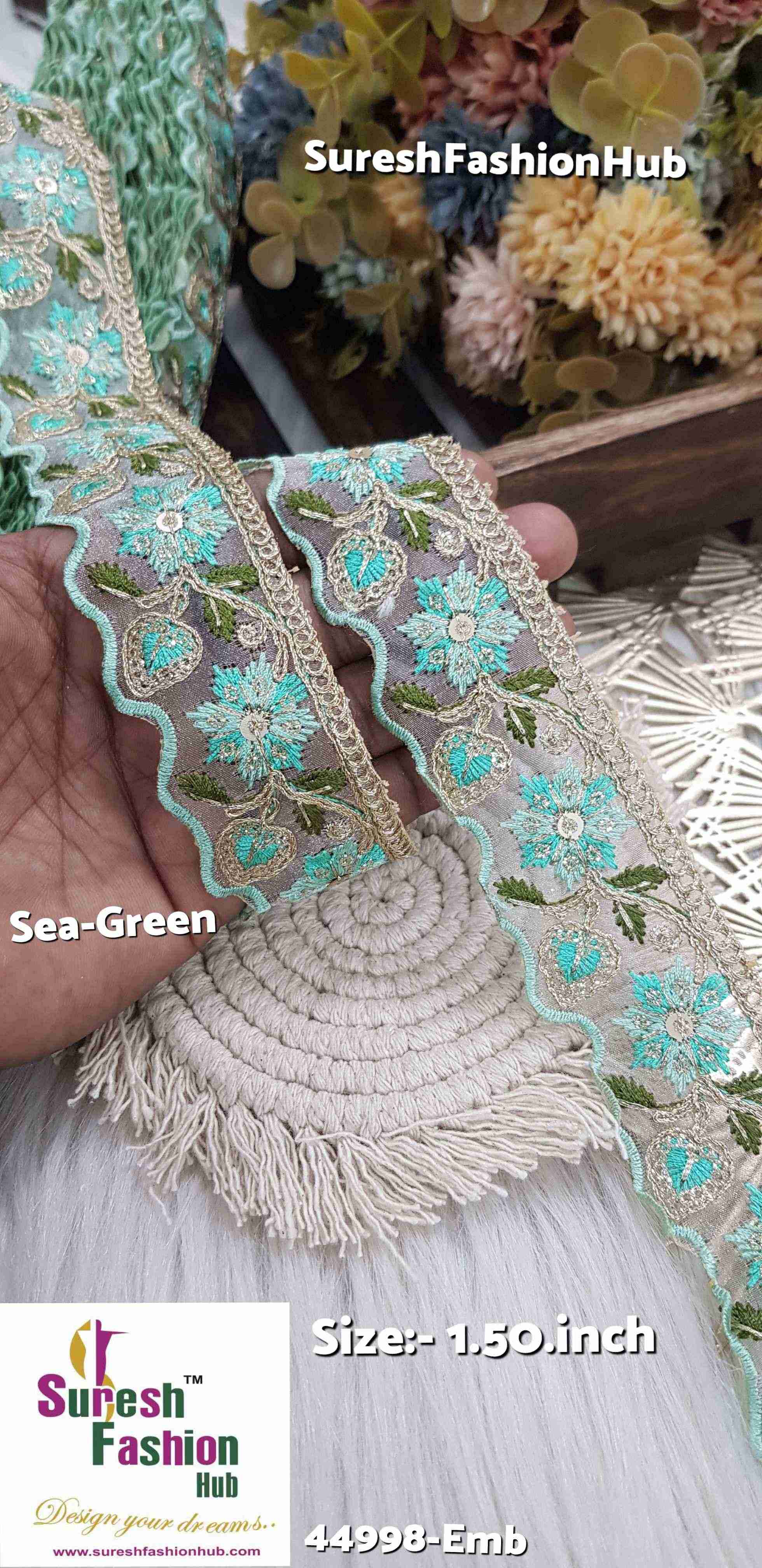 Sea Green Ballet Blush Embroidery Border