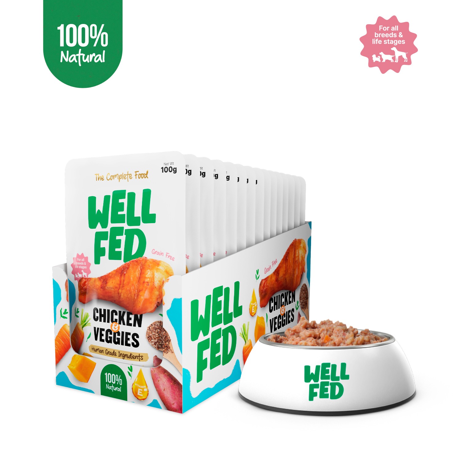 Well Fed Chicken & Veggies Wet Dog Food 100 g