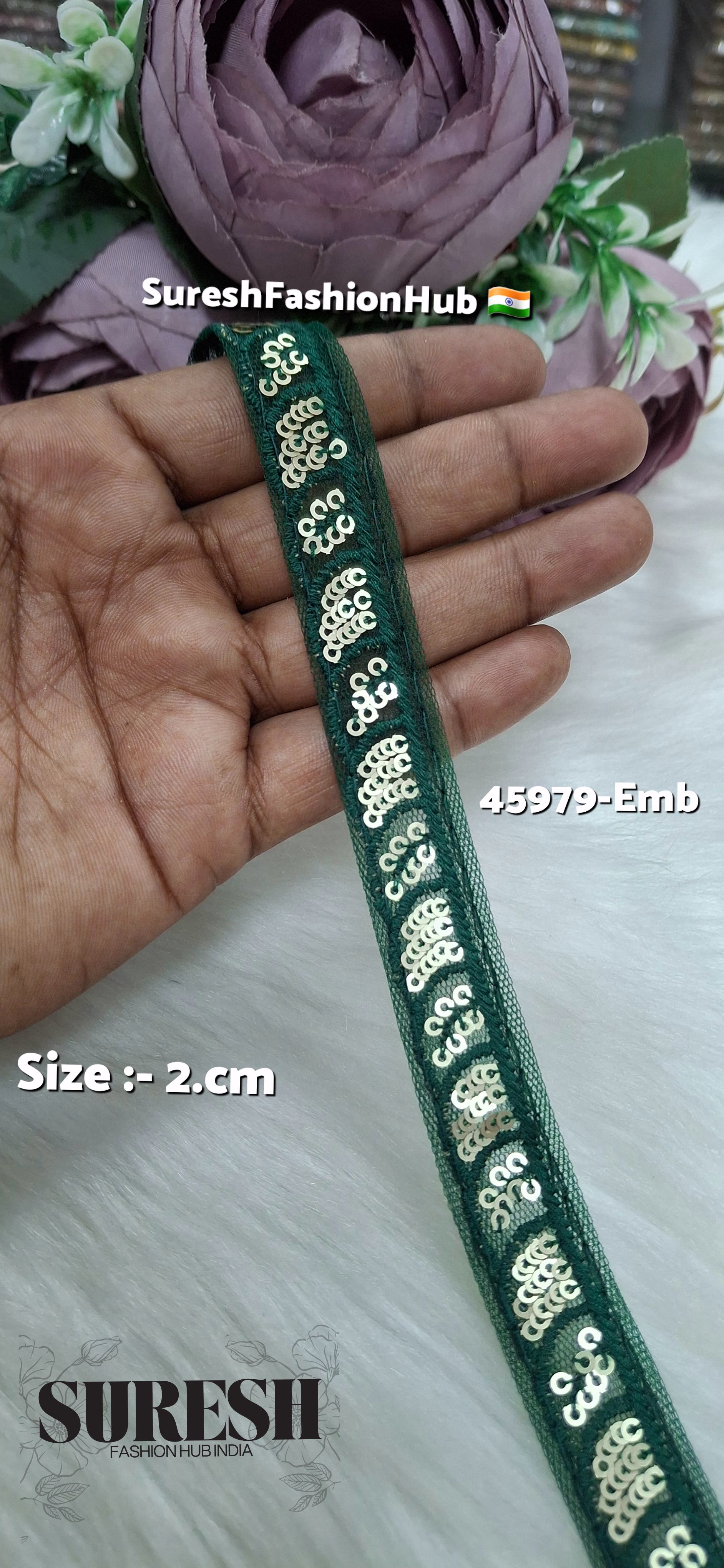 Bottle Green Tone-on-Tone Net Embroidery Lace