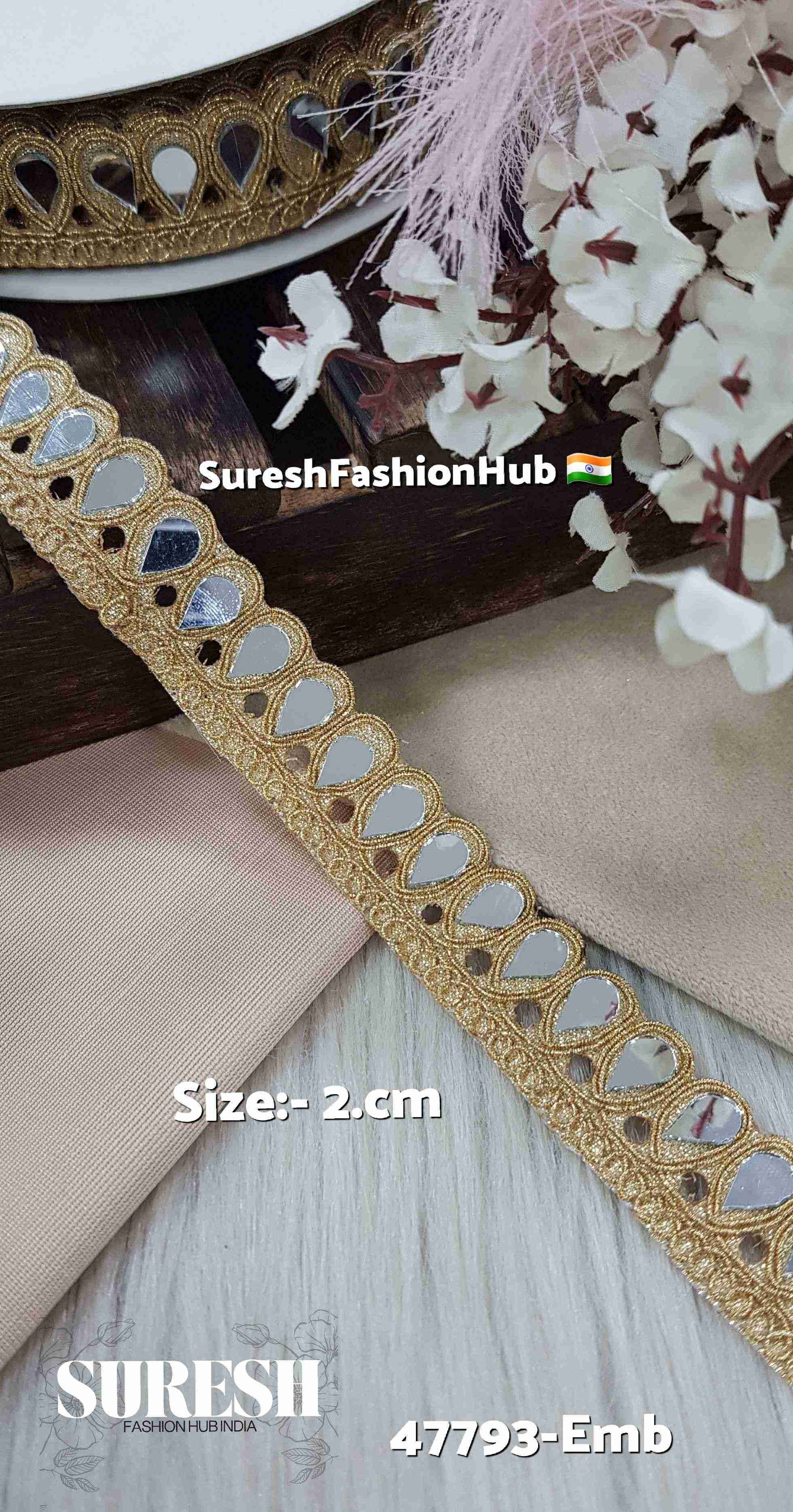 Antique Gold Teardrop Edge Mirror Lace – 47793-Emb