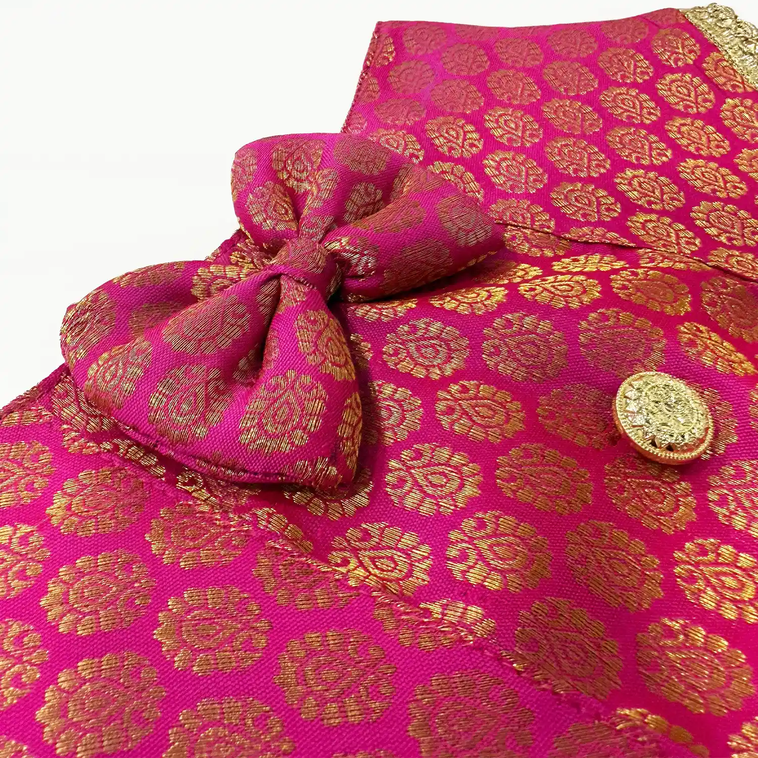 PawsIndia Traditional Royal Brocade Tuxedo for Pets, Pink | Ethnic Festive Wear