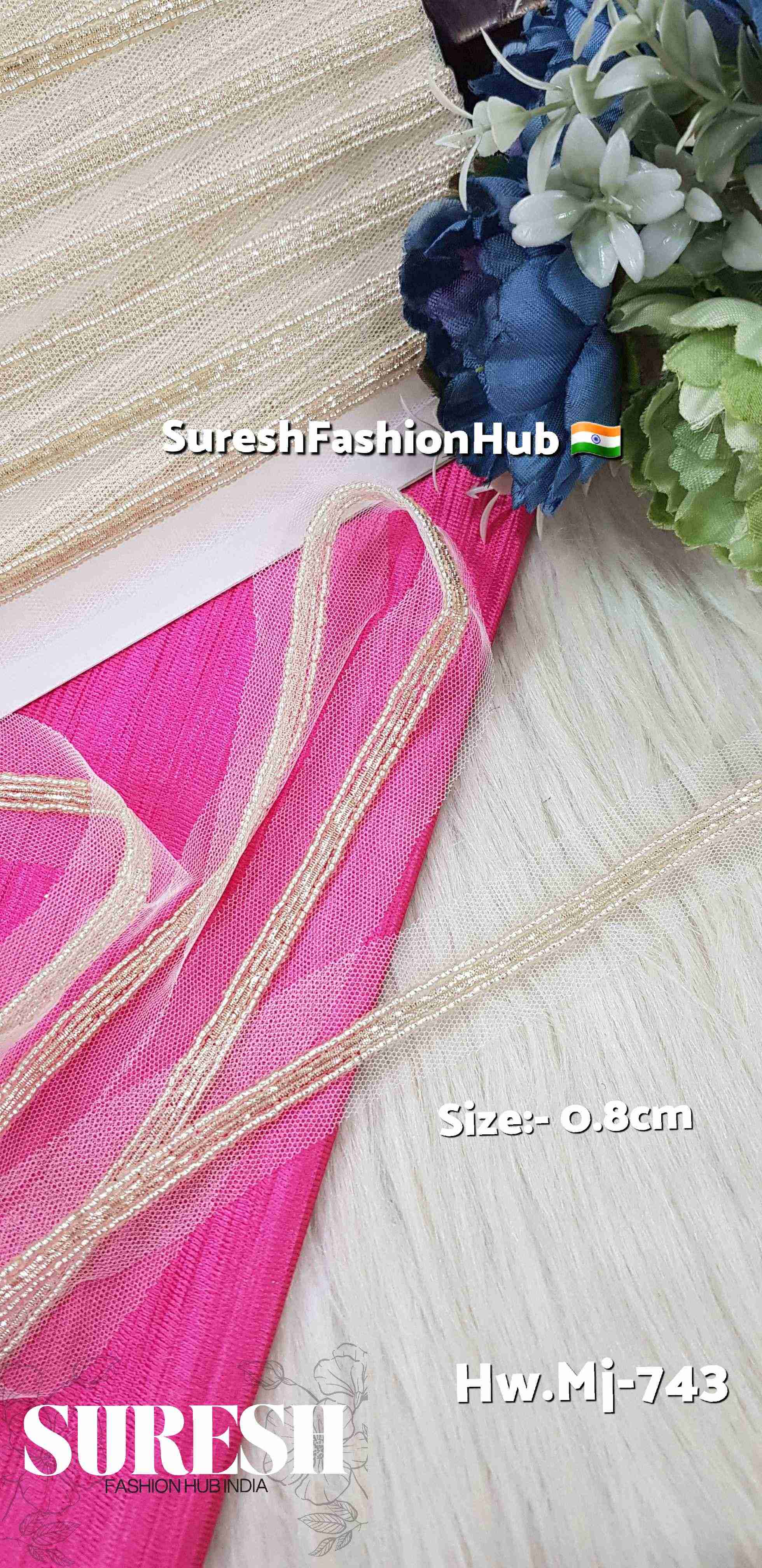 Pearl Gold Beads & Nakshi Sandwich Handmade Lace