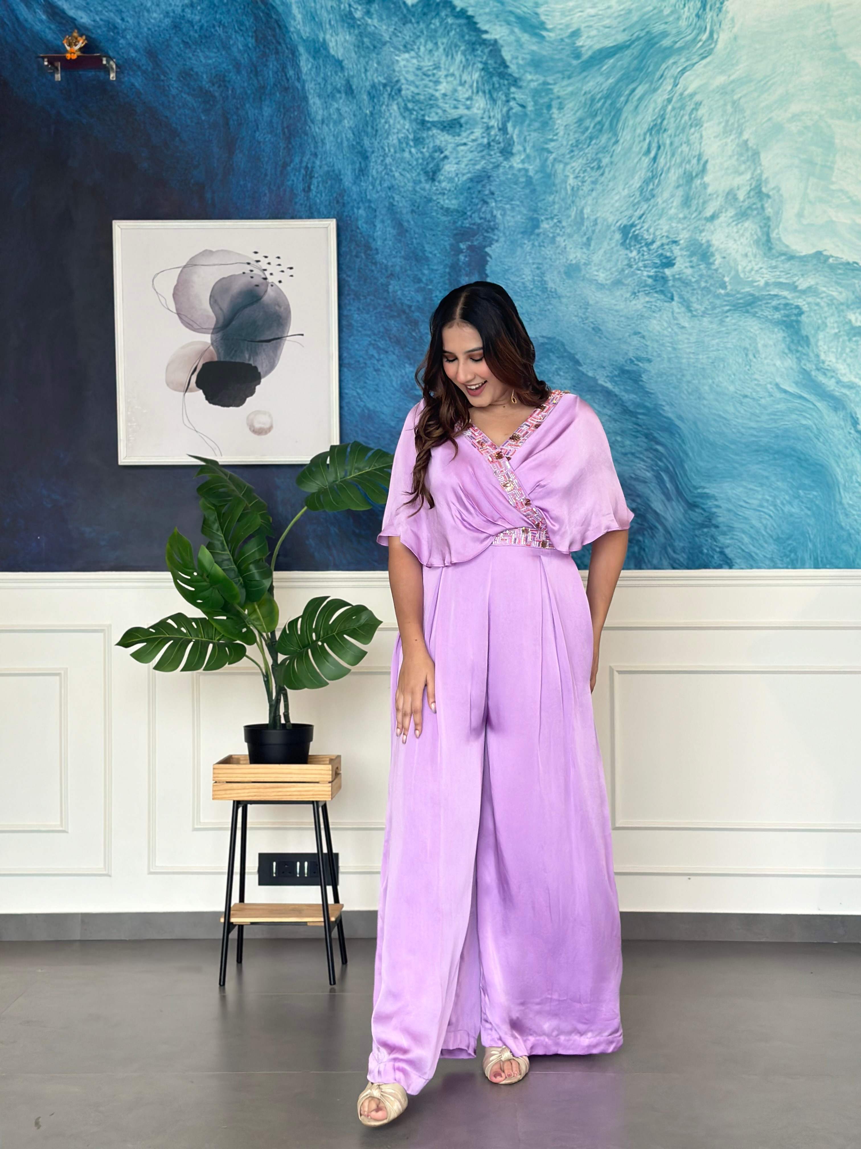 Lavender Satin Jumpsuit
