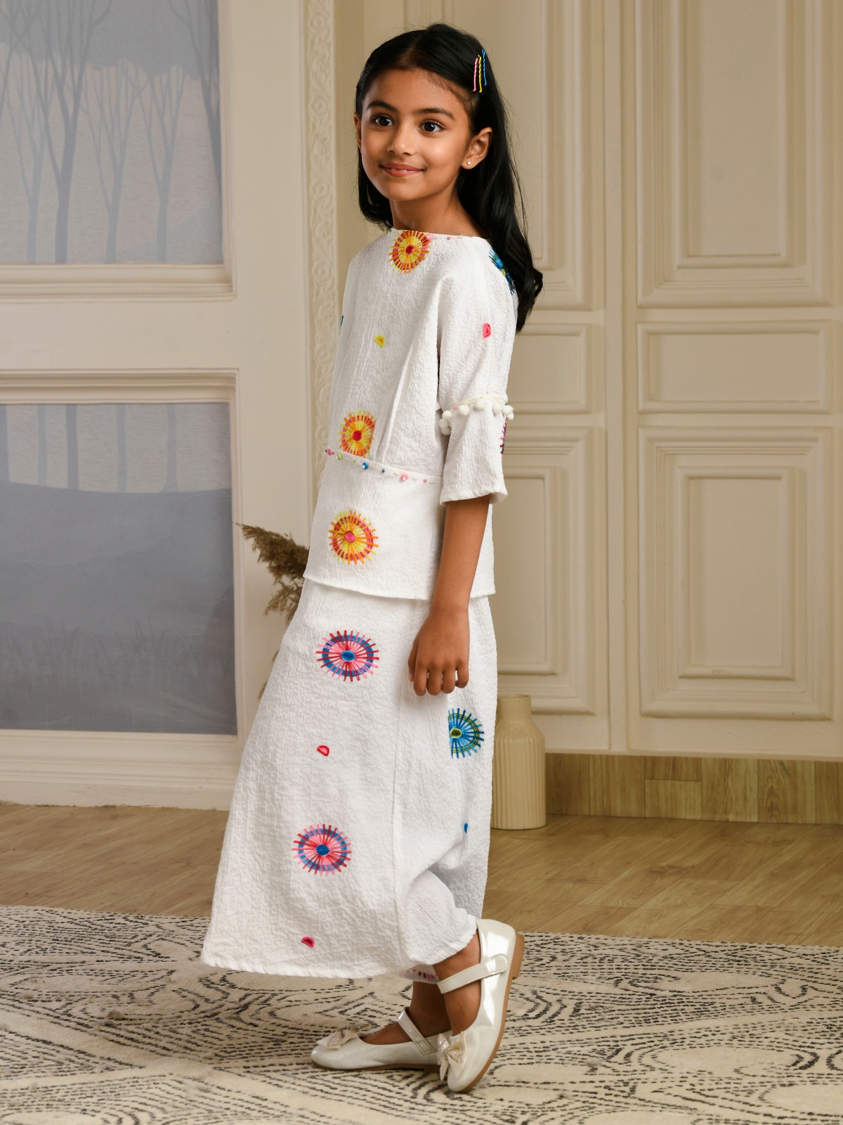 ALBION PREMIUM GIRLS SET SALONI WHITE SKIRT TOP