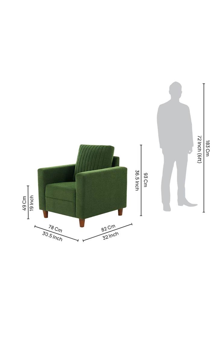 neudot Roman Sofa for Living Room |1 Person Sofa|Premium Fabric with Cushioned Armrest | Solid Wood Frame|1 Seater in Emerald Green Color